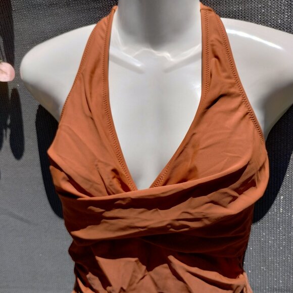 Twist Front (M) Halter Tie One Piece in Mocha - Picture 2 of 7
